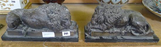 Pair bronze lions